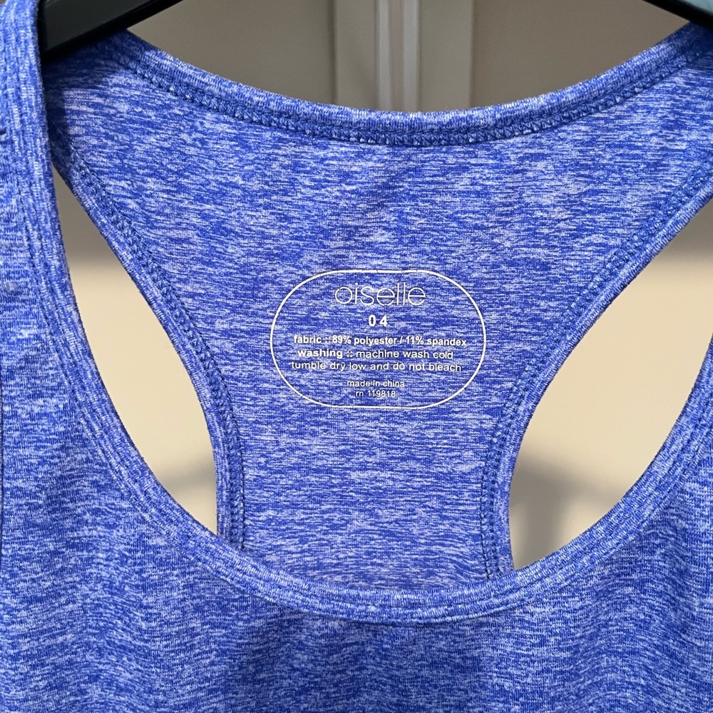 Oiselle Heathered Blue Lux Tank Top - Picture 3 of 5